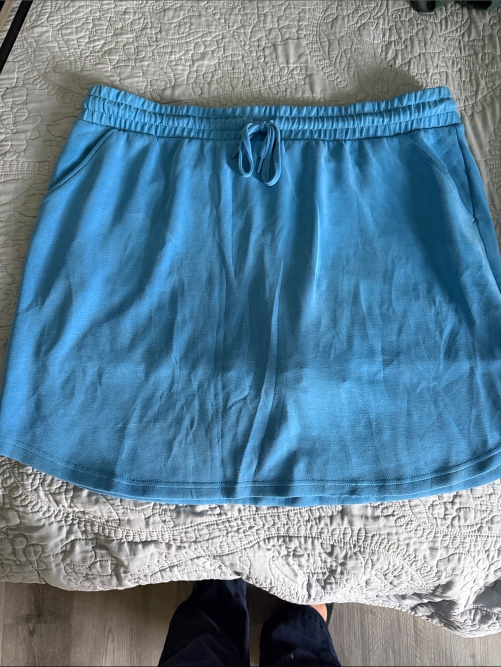 Maurices Sky Blue Drawstring Mini Skirt